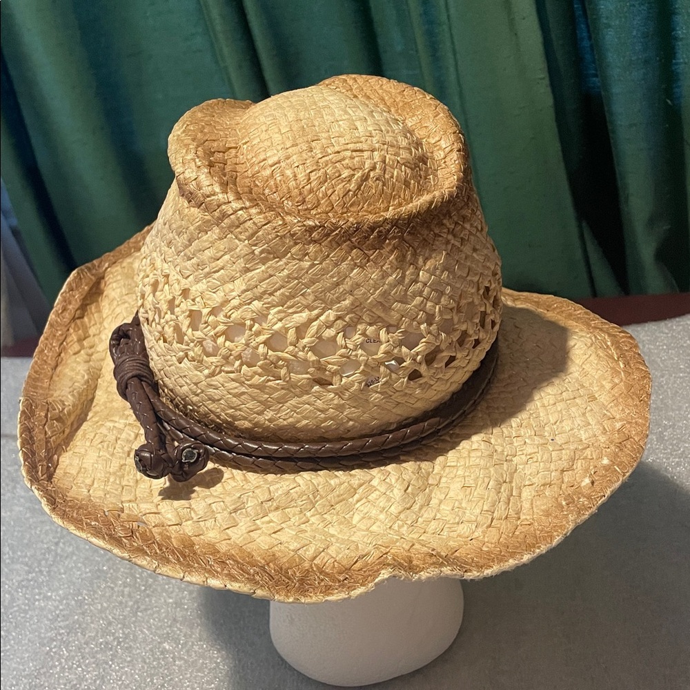 O'rageous Western Flexible Straw Hat Distressed Boho Festival Cowgirl Rodeo O/S - Picture 4 of 10